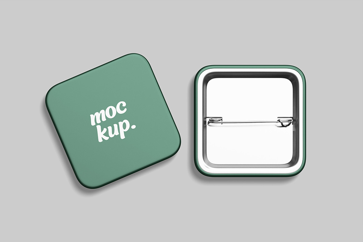 Square Button Badge Mockup, a Mockup by DxSLEX (Photo 5 of 5)