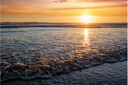 Atlantic ocean sunset with surging, a Nature Photo by f9photos