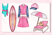 Pink Summer Girl Clipart set, an Object Illustration by The GG Shop (Thumbnail 4 of 7)