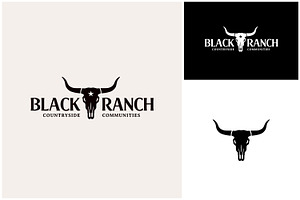 Texas Star Longhorn Skull Ranch Logo, a Branding & Logo Template by Enola99d