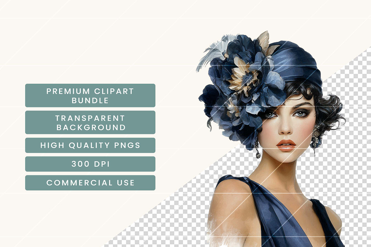 Roaring Twenties Clipart Bundle, a Person Illustration by BusyDaydesign (Photo 7 of 9)