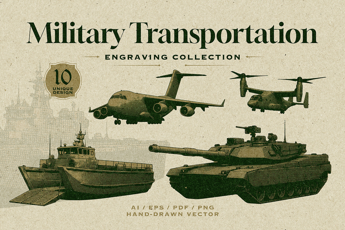 Military Transportation Engraving, a Transportation Illustration by Kaizla03 (Photo 1 of 6)