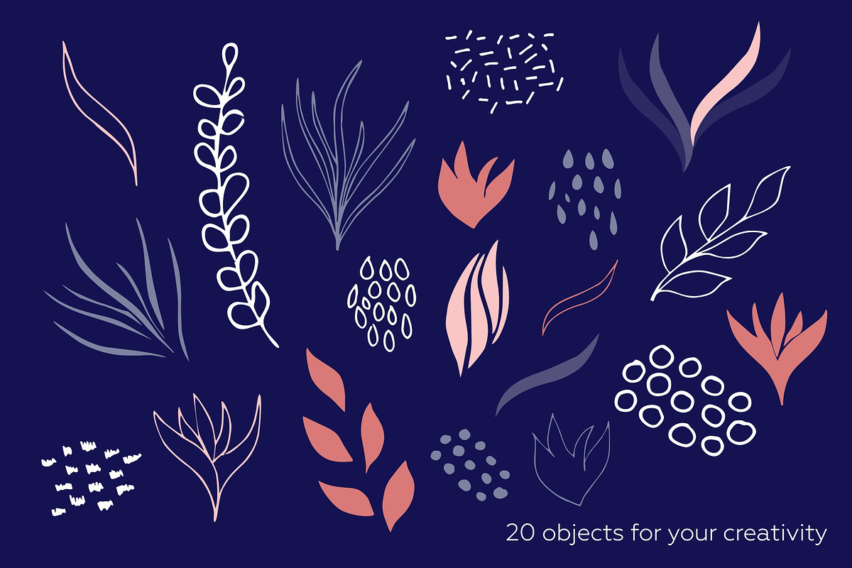 Floral abstract bundle. Botanic set., a Pattern Graphic by lisa_kalev (Photo 17 of 24)