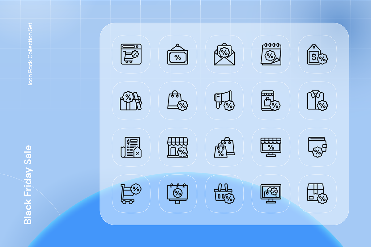 Black Friday Sale Icon Set, an Outline Icon by Nathaya Studio (Photo 2 of 2)