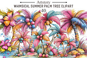 Whimsical Summer Palm Tree Clipart, an Illustration by designcity5 (Thumbnail 1 of 5)