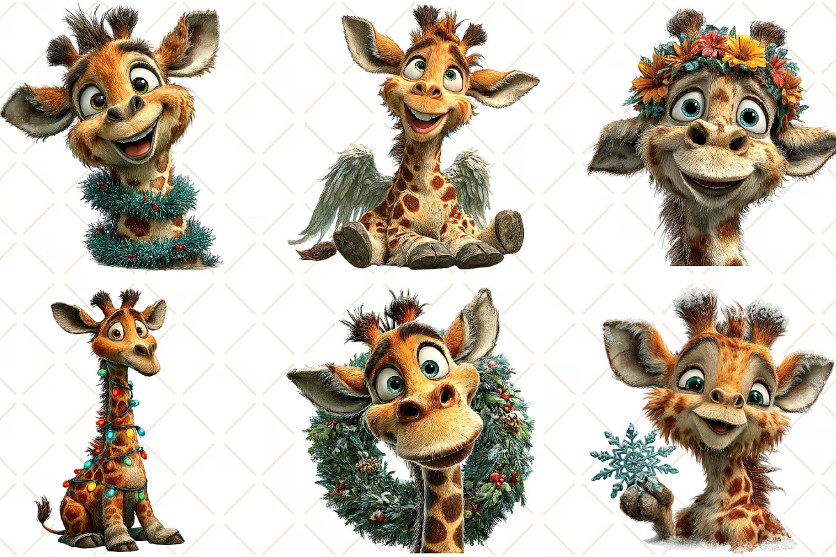 Quirky Christmas Giraffe Clipart, an Illustration by Black Bird Studio (Photo 6 of 6)