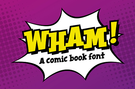 Wham! comic book cartoon font, a Slab Serif Font by Little Type Factory