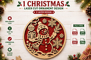 Christmas Snowman Laser Cut SVG, an Object Graphic by Layerology (Thumbnail 1 of 3)