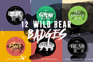 12 Wild Bear Badges