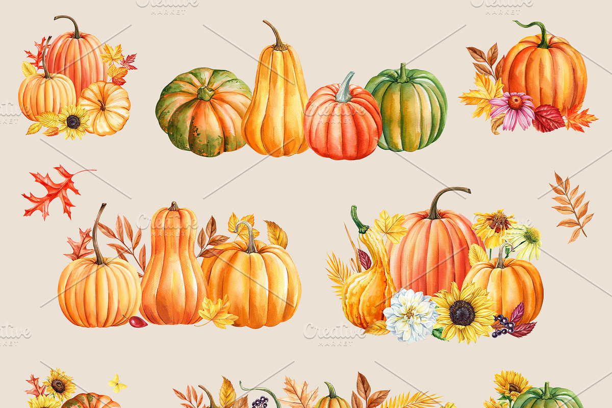 Harvest Thanksgiving fall clipart, a Decorative Illustration by Hanna Hryharenka (Photo 6 of 20)