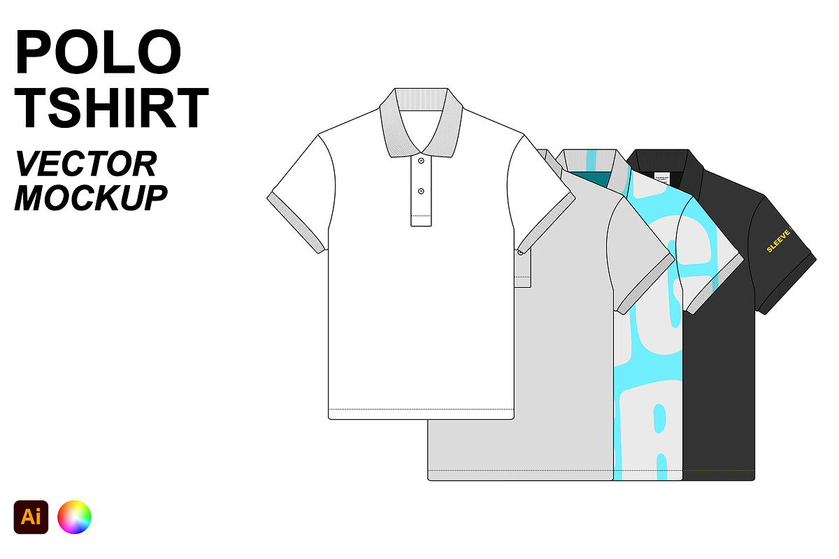 Polo Tshirt Vector Flat Mockup, a Shirt Mockup by Infinity Mockups (Photo 1 of 9)