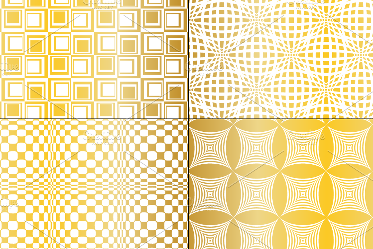 Seamless Gold Op Art Patterns preview 4