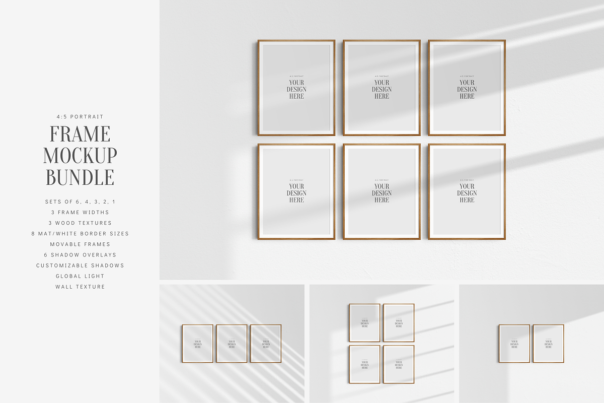 Frame Mockup BUNDLE 4:5 Portrait, a Product Mockup by DESIGN BY nube (Photo 1 of 15)