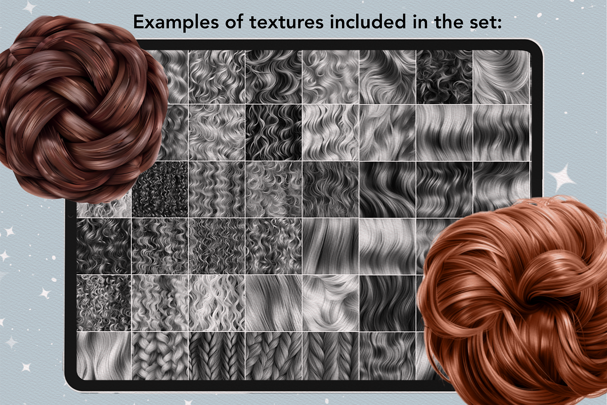 Procreate Hair Braids curly brushes, a Brush Add-On by Revabrush (Photo 9 of 10)
