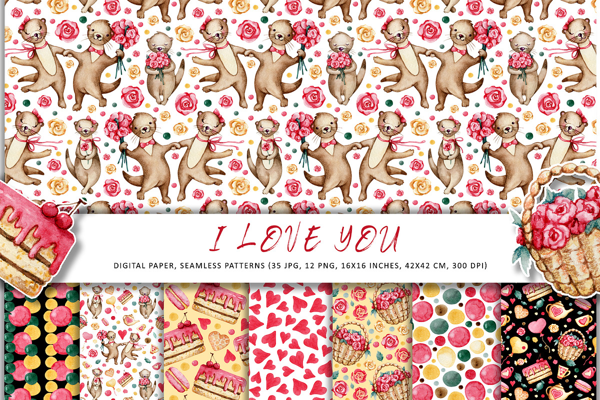 Love Otter, clipart, digital paper, an Animal Illustration by Artmanata (Photo 2 of 17)