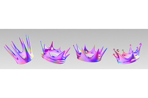 3D hologram crown set, an Object Illustration by art PVP - market