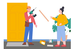 Repairman with drill. Worker man, a Person Illustration by LadadikArt