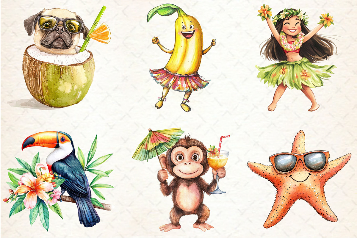 Hawaiian Summer Sublimation Clipart, a Seasonal Illustration by Rose Art (Photo 3 of 4)
