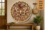 Butterfly Floral SVG Laser Cut File, an Object Graphic by DreamCafeArt (Thumbnail 1 of 3)