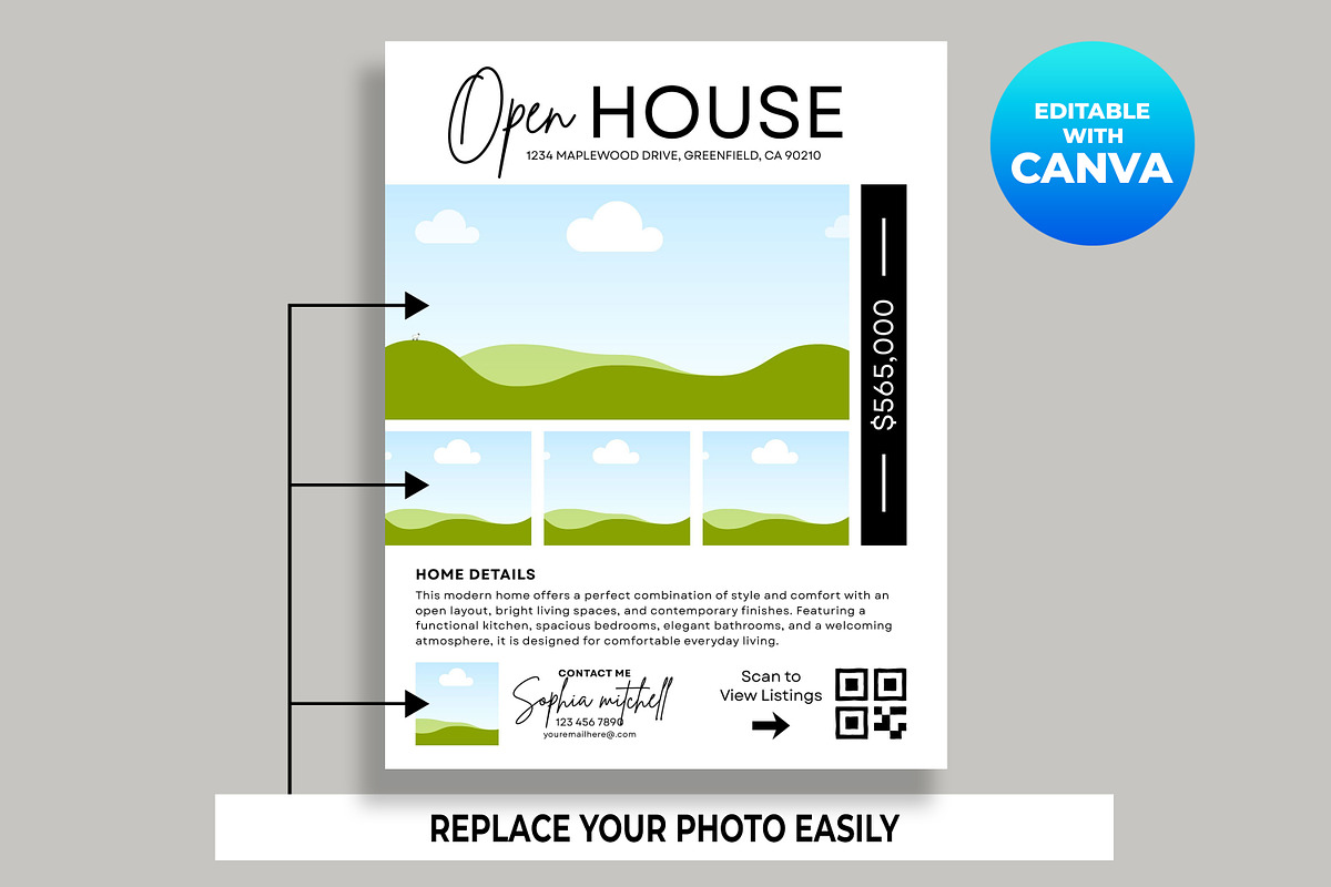 Open House Flyer Canva Template, a Flyer Template by M9 Design (Photo 2 of 5)