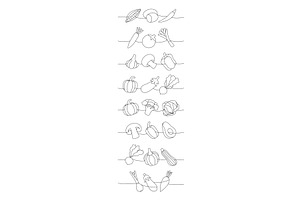 Fresh vegetables one line continuous, a Food Illustration by GraphiShop