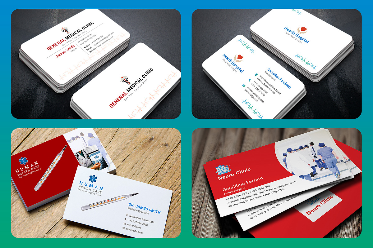 Medical Business Cards Bundle, a Business Card Template by graphicsunday (Photo 2 of 6)