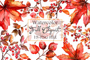 Watercolor Fall Clipart, an Illustration by Libby Wishes (Thumbnail 1 of 6)