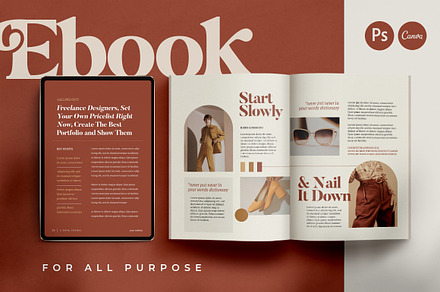 eBook Template Creator CANVA PS, a Magazine Template by Eviory