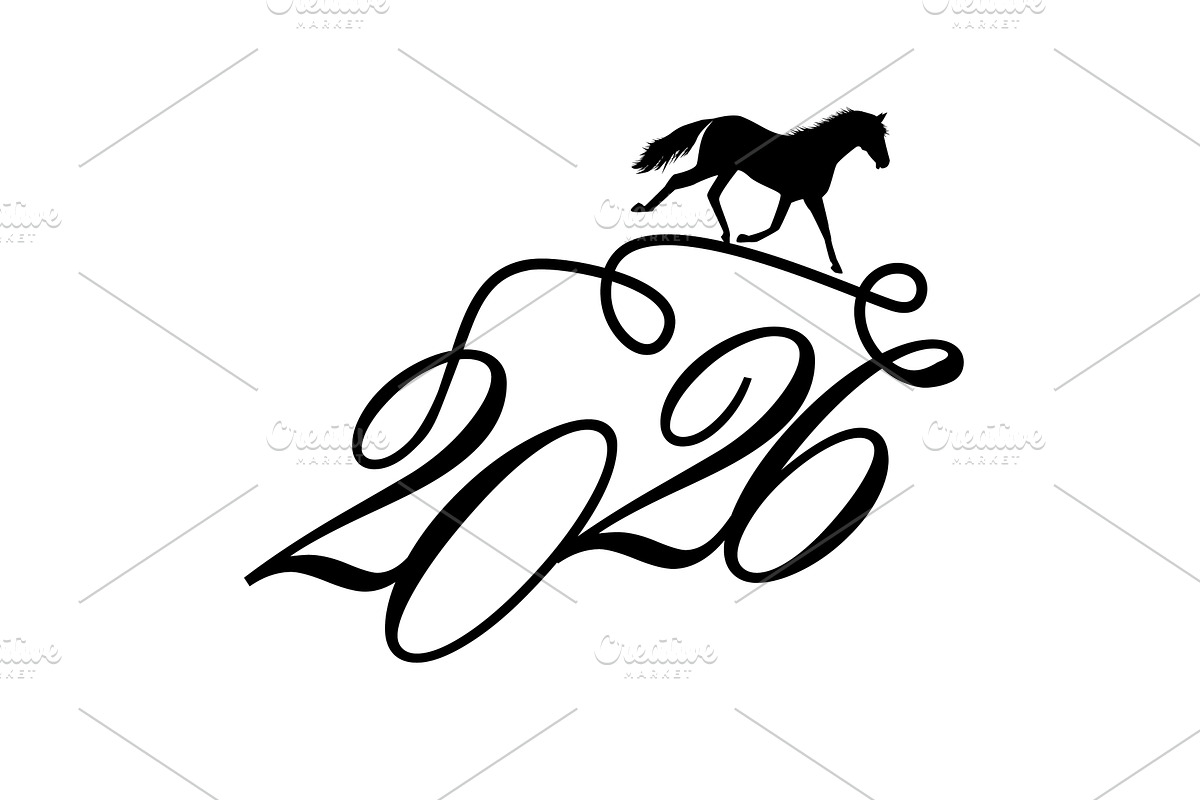 Year 2026 Horse. hand drawing. Not, an Object Illustration by Nenahliadava Design
