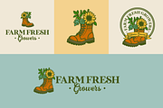 Farm Sunflower Boot Logo Templates, a Branding & Logo Template by MerdeneDesignStudio (Thumbnail 1 of 5)