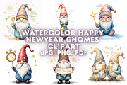 Watercolor New Year Gnomes Clipart, a Seasonal Illustration by Creative design (Thumbnail 1 of 7)