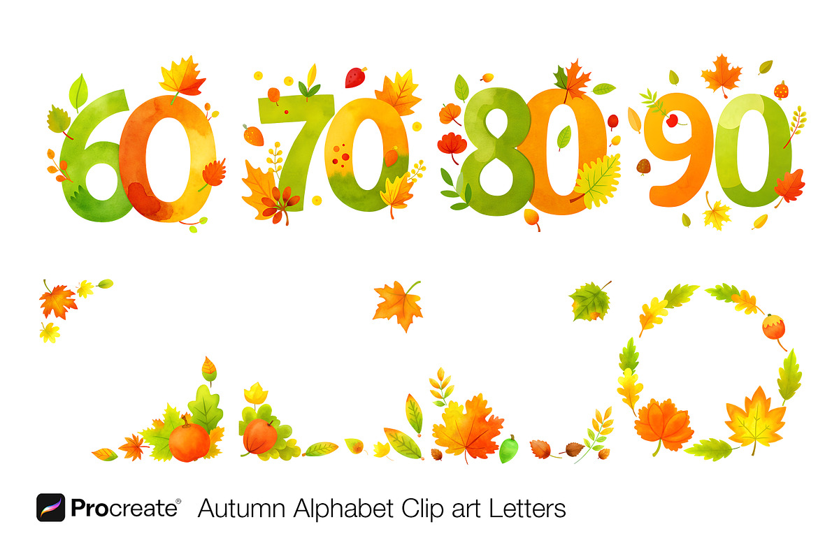 Autumn Alphabet Clipart – Hand-Paint, an Object Illustration by crafty (Photo 10 of 13)