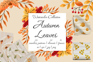 Autumn Leaves Watercolor vector set