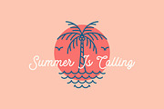 Summer is calling retro linear logo, a Branding & Logo Template by Signatoro (Thumbnail 1 of 3)