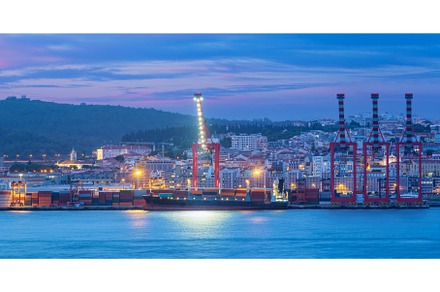 View of Lisbon port with ship and, an Industrial Photo by f9photos