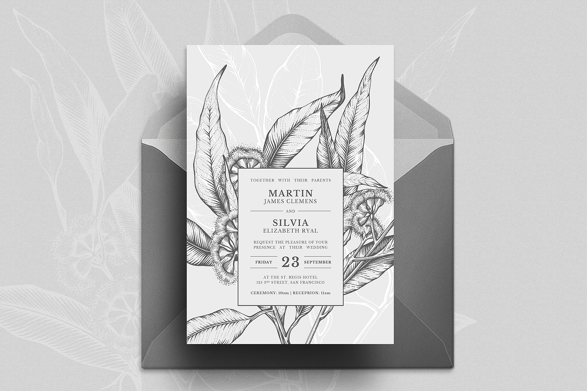 Eucalyptus Wedding Invitation Suite, an Invitation Template by Valeryia Aranovich (Photo 3 of 5)