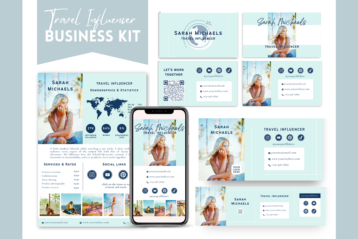 Travel Influencer Business Bundle, a Templates & Theme by Golden Horizons Studio (Photo 1 of 13)
