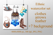Ethnic watercolor set.Bo-Ho., a Decorative Illustration by moto_cat (Thumbnail 1 of 5)