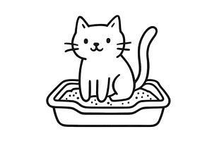 Cute playful cat sitting in a litter, an Animal Illustration by ZinetroN
