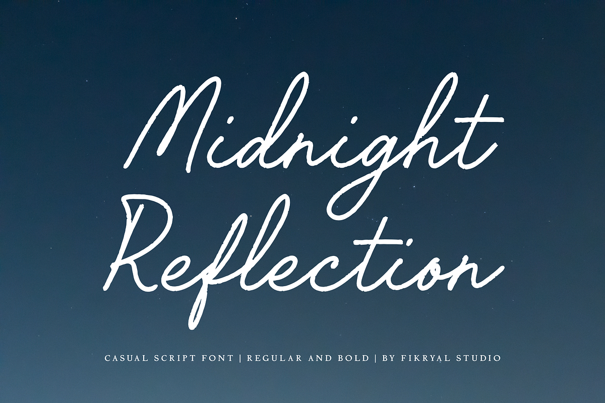 Midnight Reflection – Casual Script, a Script Font by Fikryal Studio (Photo 1 of 15)