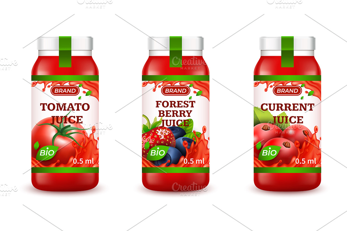 Different Juice Set. Vector, an Object Graphic by Bigmouse_art