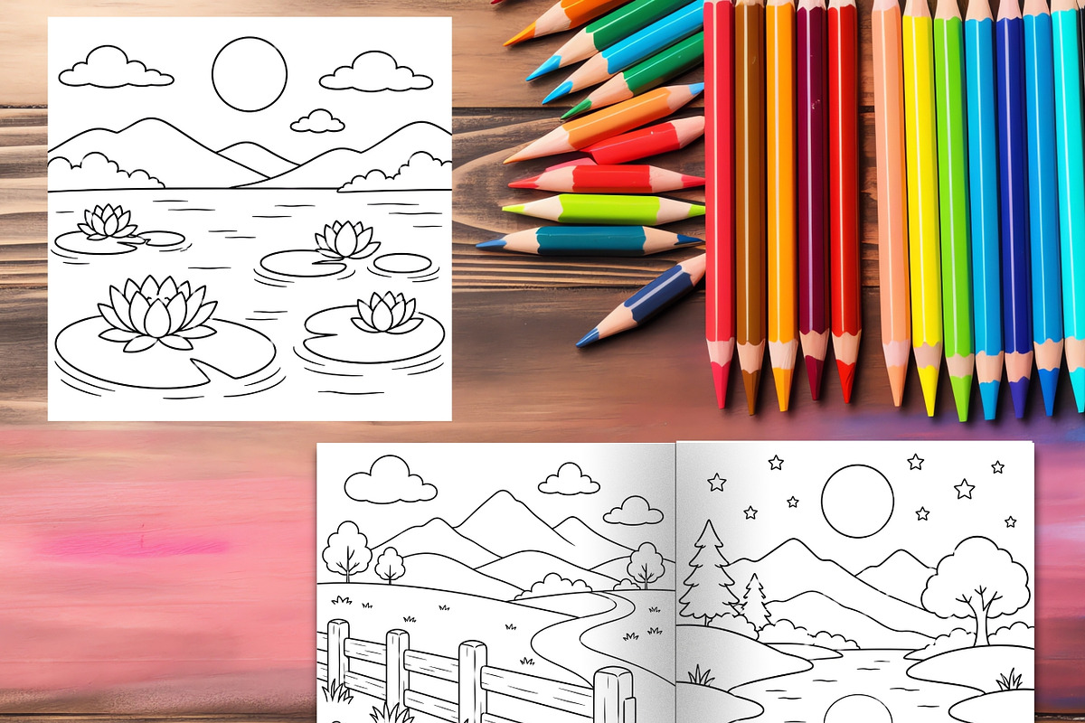 Minimalist Landscape Coloring Pages, a Brochure Template by LA Design (Photo 9 of 10)