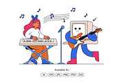 Modern Music Collaboration with AI, a Technology Illustration by Partikusi Design (Thumbnail 2 of 3)