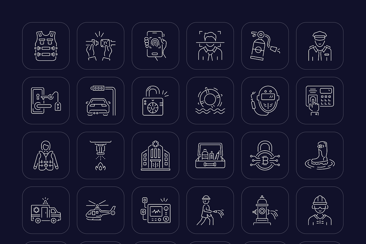 Security and Protection Icon Set, an Outline Icon by Prosymbols (Photo 7 of 7)