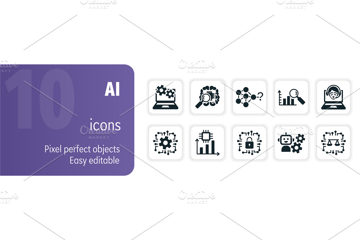 Set of ten ai icons featuring, a Technology Illustration by Aimagenarium@gmail.com