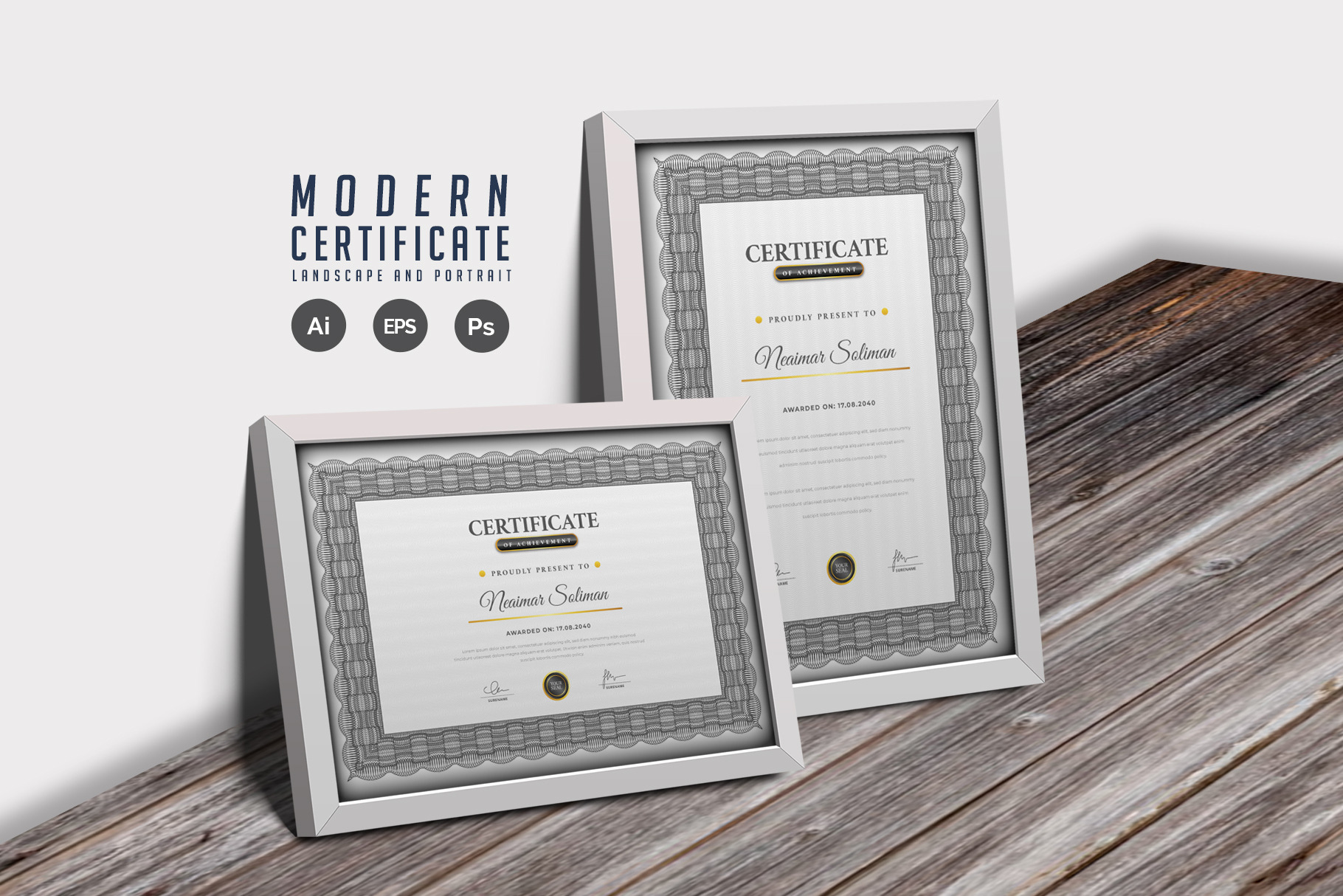 088. Modern Certificate Template | Stationery Templates ~ Creative Market