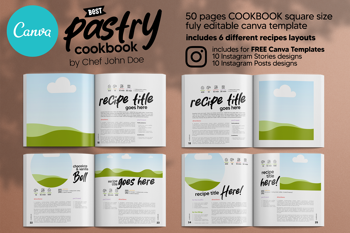 Canva Square Pastry Recipes Cookbook, a Magazine Template by DeLaGranSiete (Photo 9 of 12)