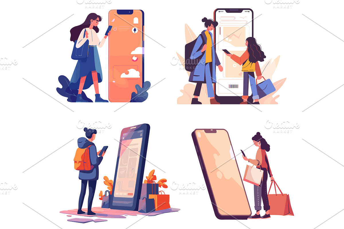 Online shopping. Flat people buy on, a Technology Illustration by Stock-Smart-Start