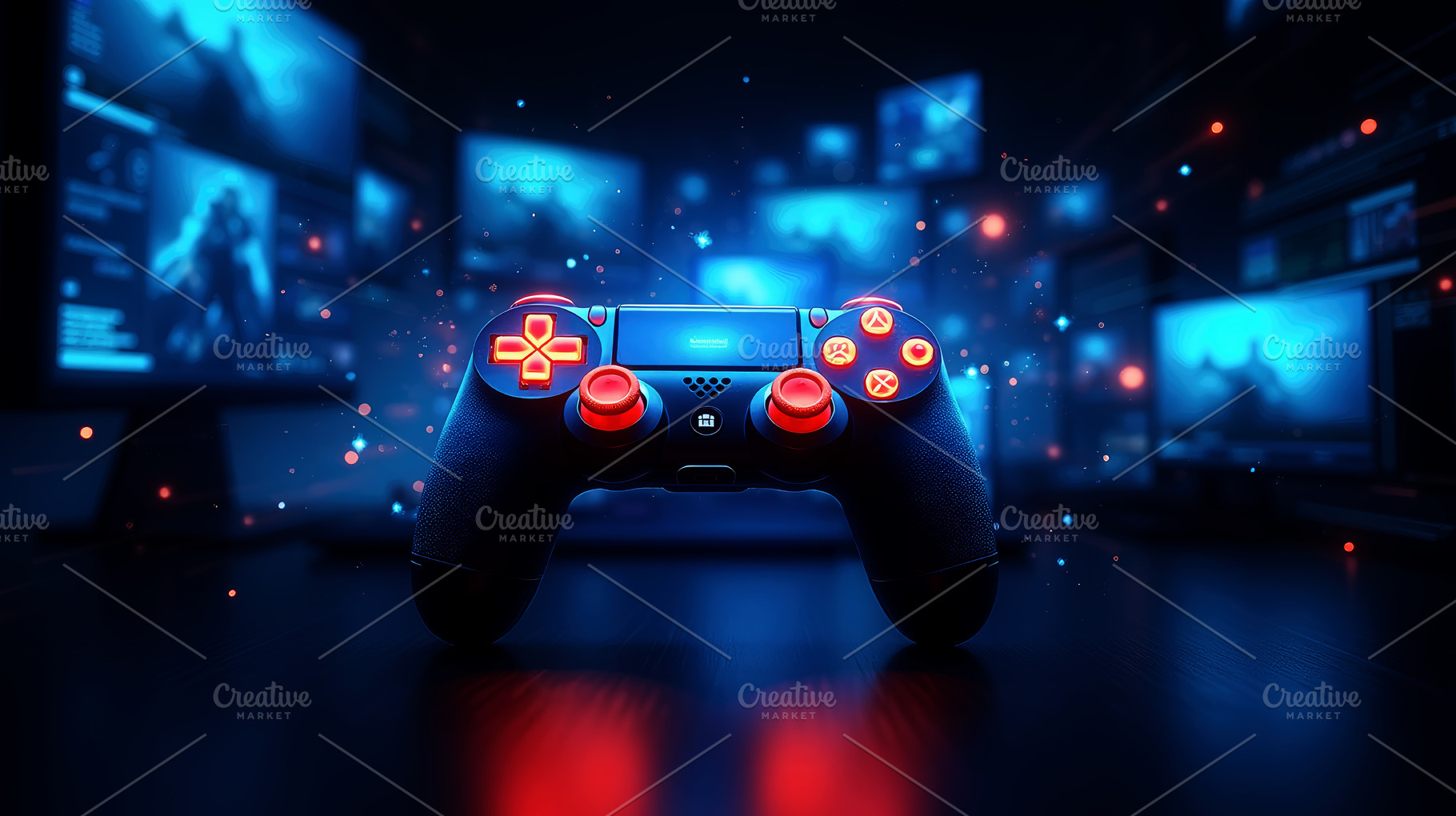 Illuminated video game controller in, a Technology Photo by Perpis