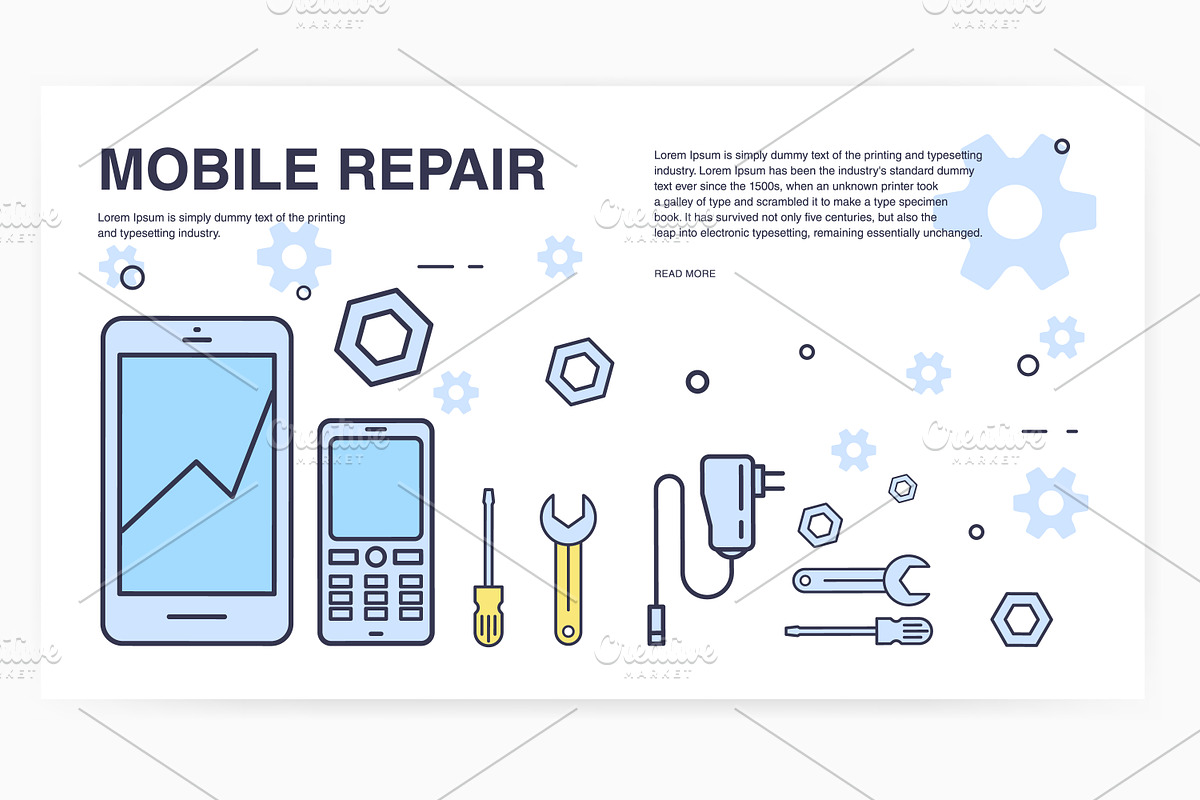 Mobile phone repair banner, a Technology Illustration by Good Studio (Photo 3 of 4)